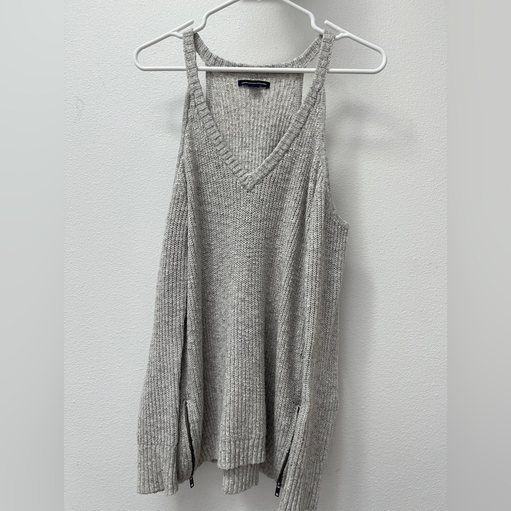 American Eagle Outfitters Light Gray Knit Top